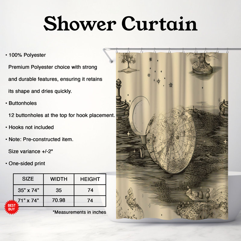 Rideau de douche Gerik, H 74 po x l 71 po