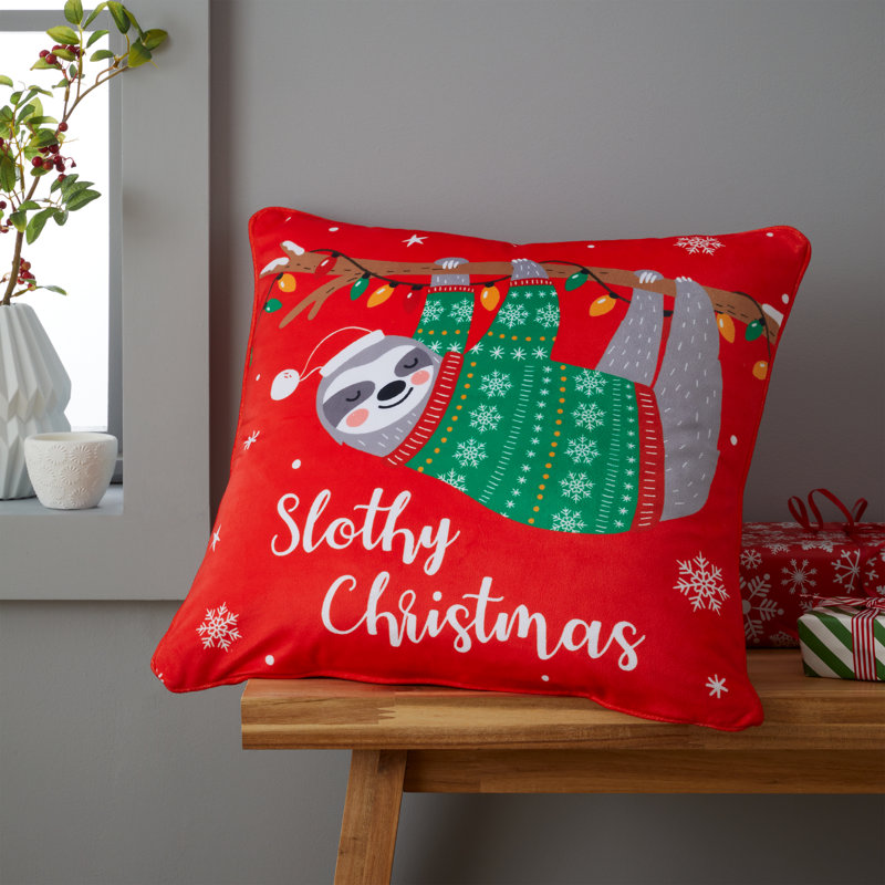 Slothy Christmas 45x45cm Cushion with inner