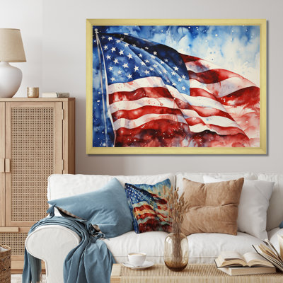 Drapeau américain, drapeau I, impression sur toile encadrée