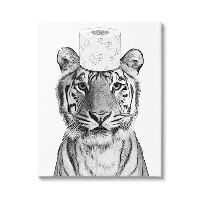Papier hygiénique tigre, salle de bain sur toile