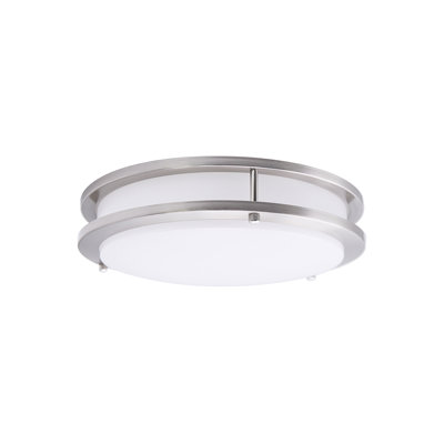 14 Inch LED Flush Mount Ceiling Light, 24W Dimmable LED Ceiling Light Fixture, 3000K Warm White & Brush Nickel