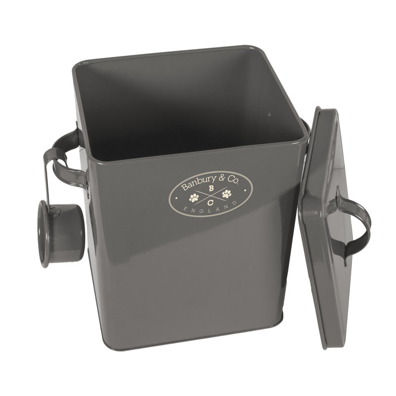 Grey Metal Treat Jar With Latch Lid