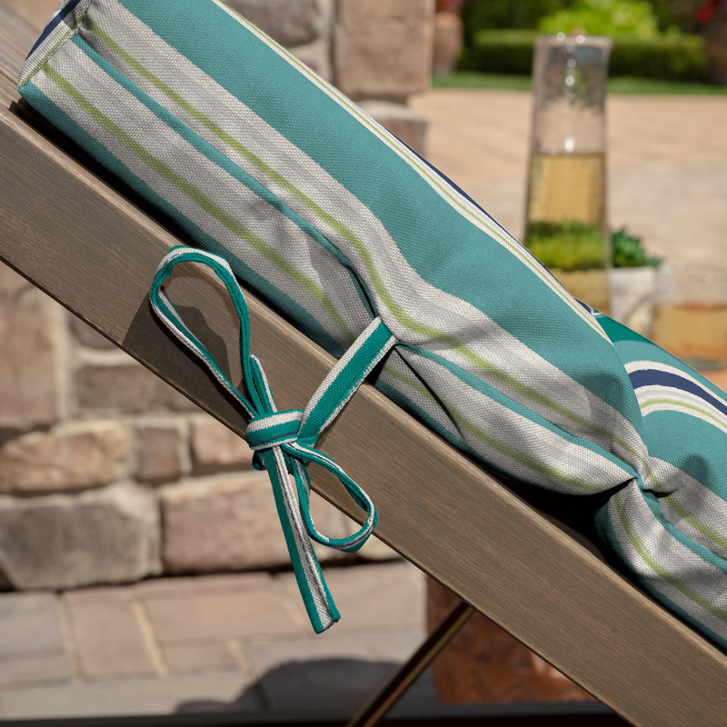 ARDEN Outdoor Chaise Lounge Cushion, 2.5" H x 21" W x 42.5" D, Green/Blue/White