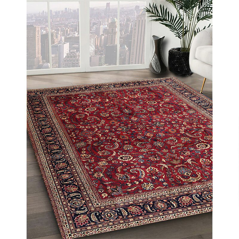 Tapis traditionnel rouge / beige Delessite, Rectangle 8 pi x 12 pi