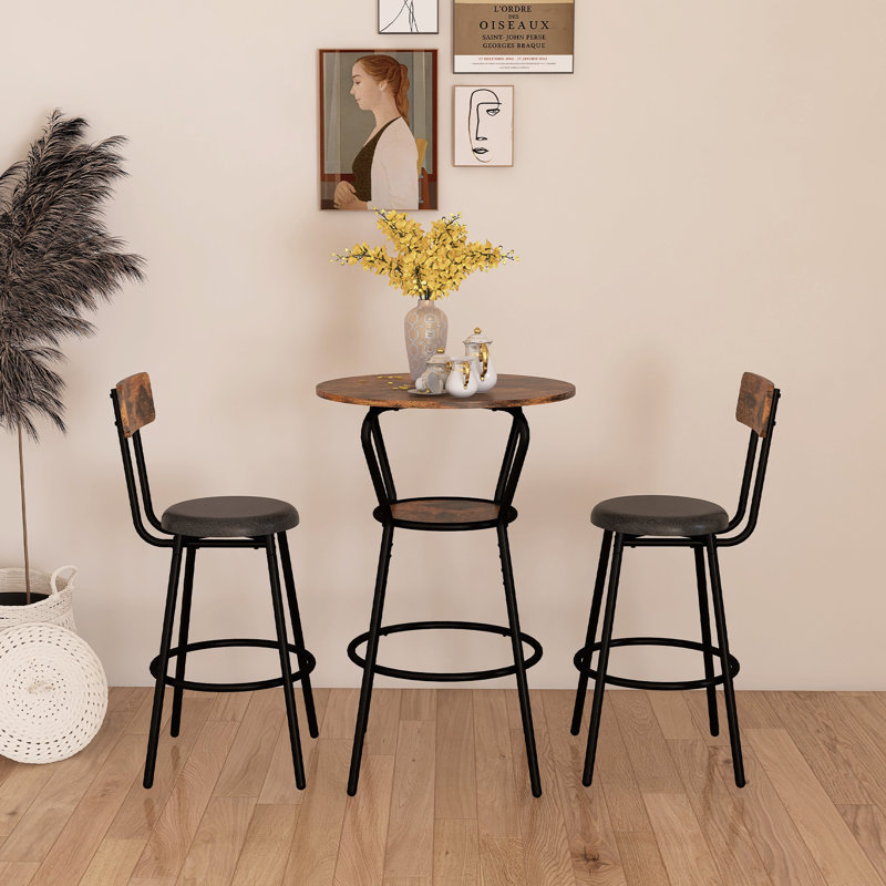 Ensemble de table de bar ronde et tabouret avec tablette