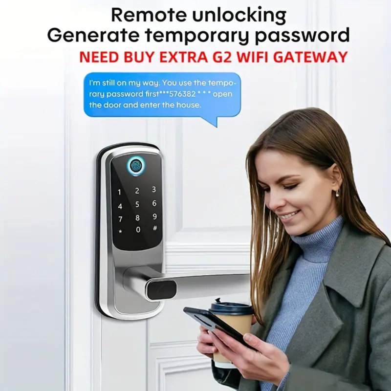 Smart Door Lock with Handle: Keyless Entry Door Lock with Keypad, Fingerprint, and App Control