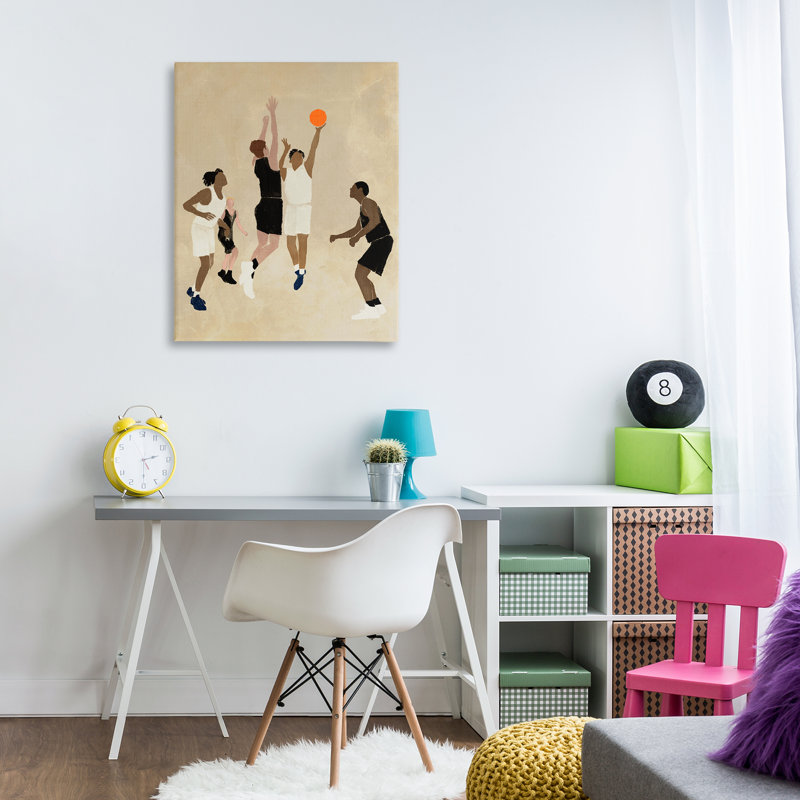 Joueurs avec toile de basketball par Daphne Polselli, H 40 po x l 30 po