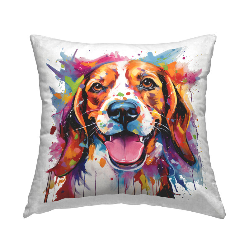 Coussin décoratif imprimé Beagle with Modern Splash par Marybeth Cunningham