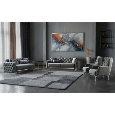 Jadius 4 - Piece Velvet Living Room Set by Everly Quinn