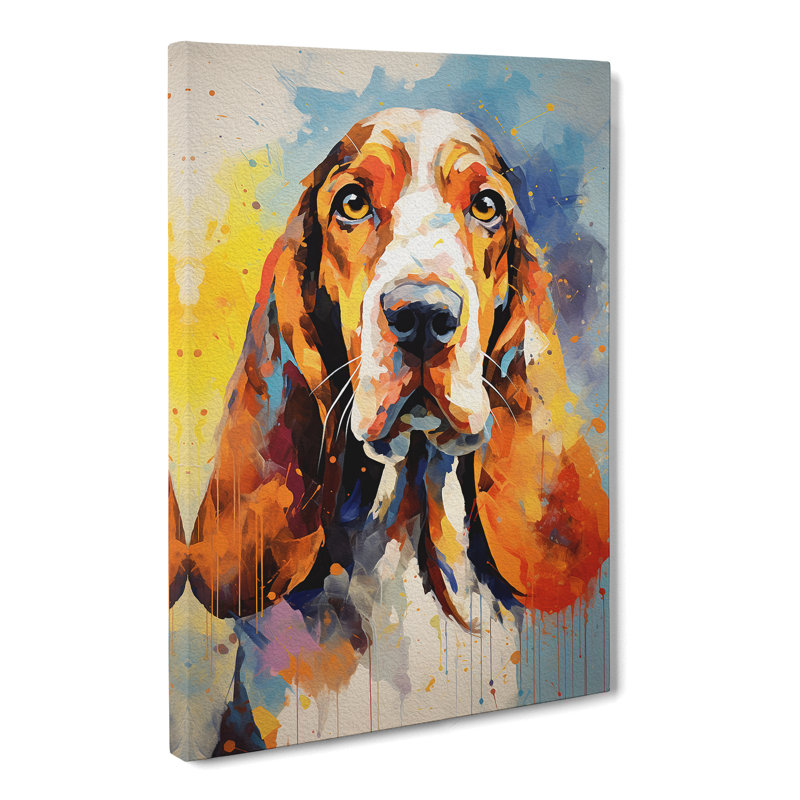 Basset Hound Gestural - Wrapped Canvas, 60cm H x 40cm W x 3cm D