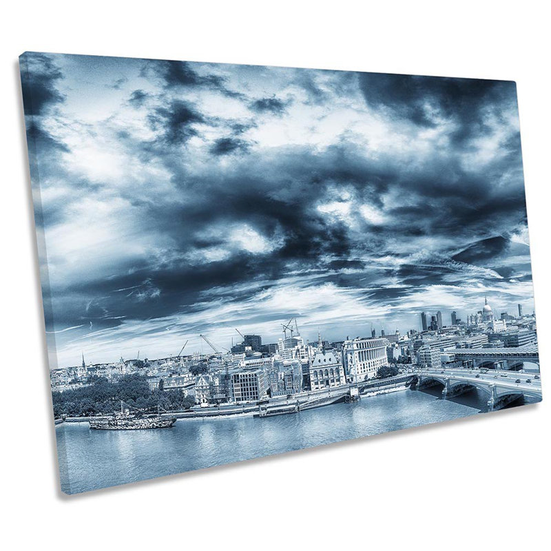London Sunset Blue City - Wrapped Canvas Print, 30.5cm H x 45.7cm W x 2cm D