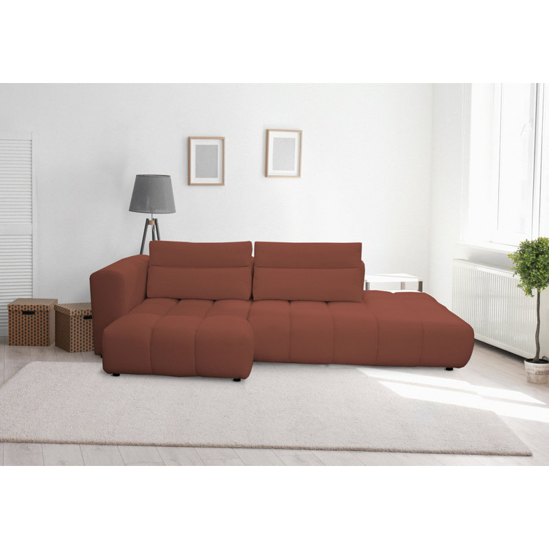 4 Seater Sofa & Chaise, Left Hand Facing, Red