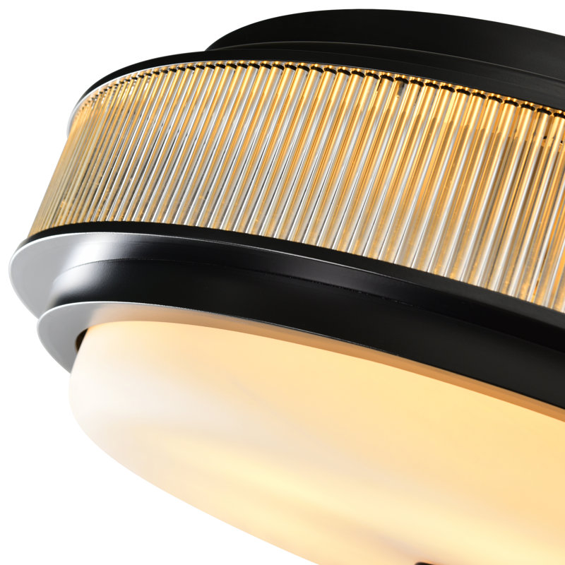 5 Light Black 22in Flush Mount Ceiling Light Fixture, Modern Round Ceiling Lamp with Frosted Glass Shade for Hallway, Bedroom, Kitchen, or Bathroom Lighting