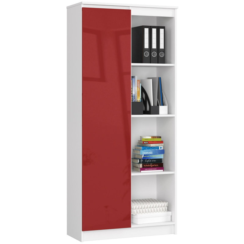 Alexondra 180cm H x 80cm W Standard Bookcase, Red/White