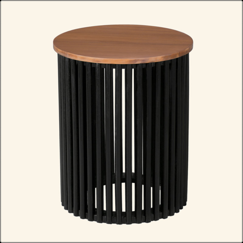 Acacia Solid Wood Side Table, Handcrafted Modern Design With Durable Veneer Top