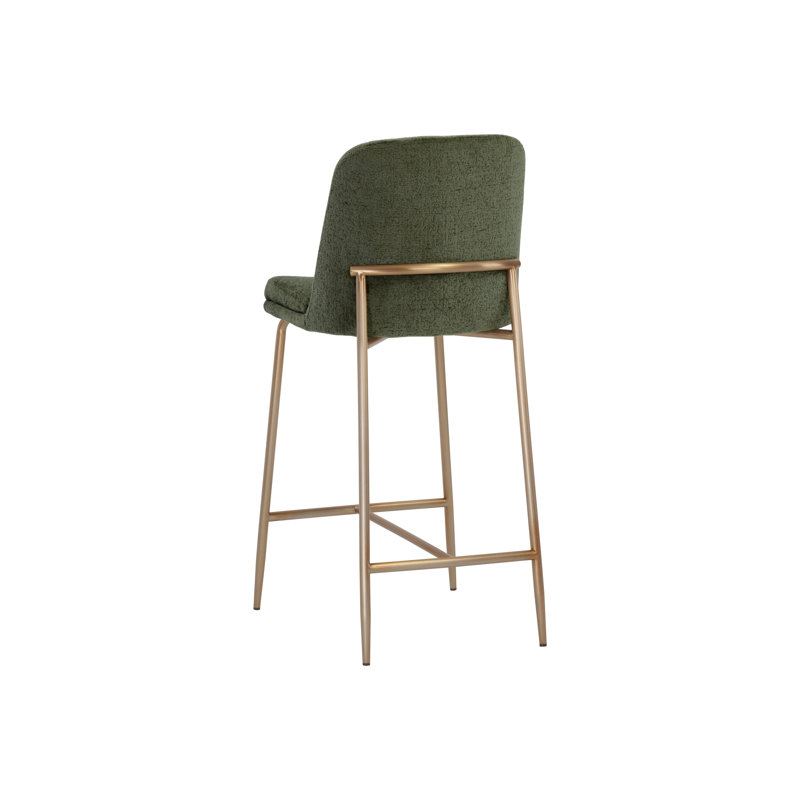 Clifton Upholstered Stool with Solid Wood Frame, Olive