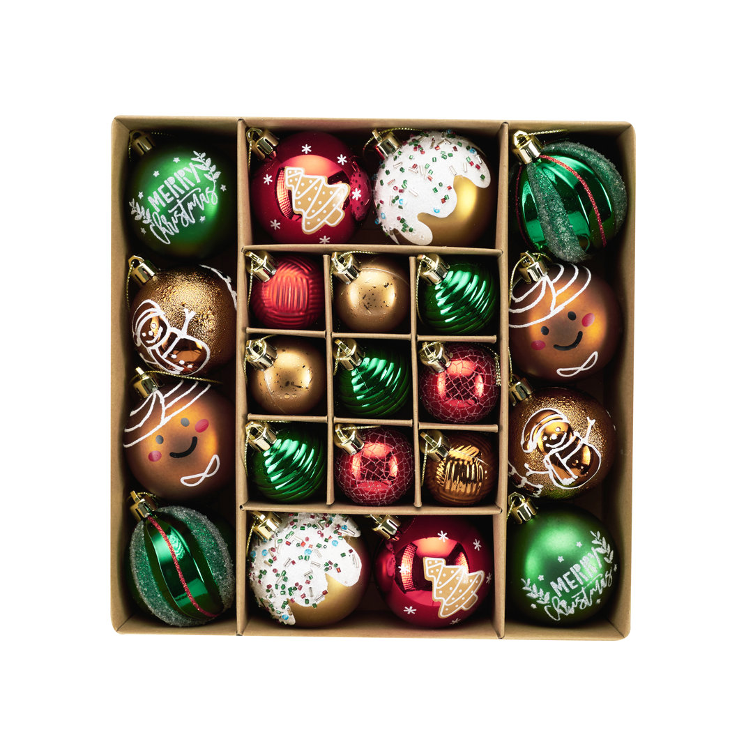 Kainoa 21ct Red Green Gold Gingerbread Themed Shatterproof Christmas Tree Ornaments Set The Holiday Aisle®