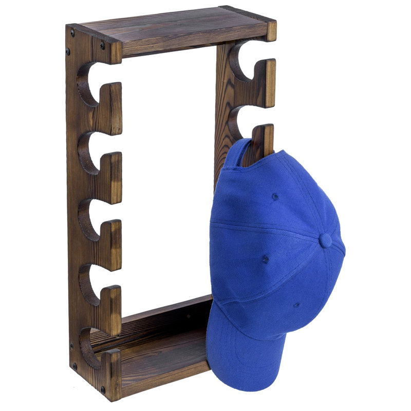 Wall Mounted Wood Hat Cap Coat Hooks Rack