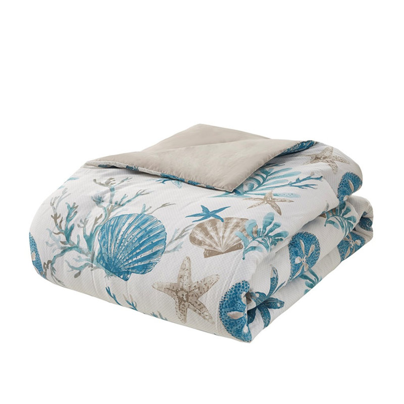 Ensemble d'édredon luxueux 7 pièces Coastal - Aqua California King