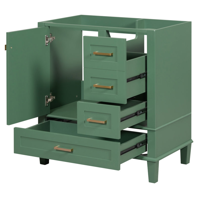 17.2'' Single Bathroom Vanity Base Only, Green, Brushed Gold