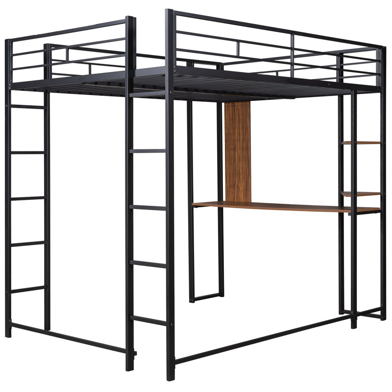 Bottesford Metal Loft Bed with Desk by Isabelle & Max, Black, Full