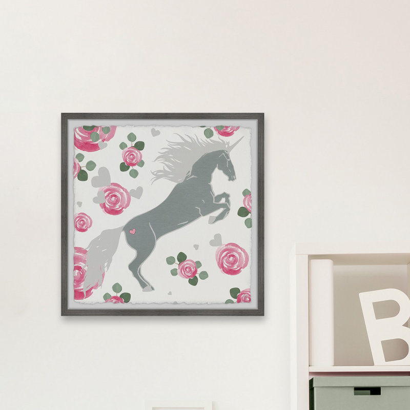 Impression encadrée «Rose and Unicorn» de Lourenco, H 32 po x l 32 po