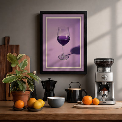 Wine Glass Shadow Minimalist - Framed Print