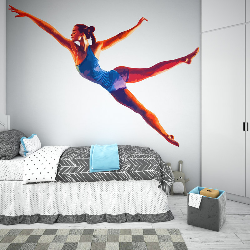 Adhésif décoratif coloré danseur de ballet moderne danseur de ballet, décor de filles, studio de danse amovible, 087 g