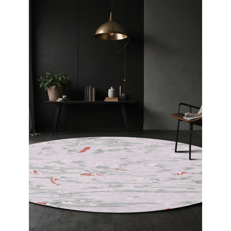Machine Washable Beige Area Rug, Round 7'