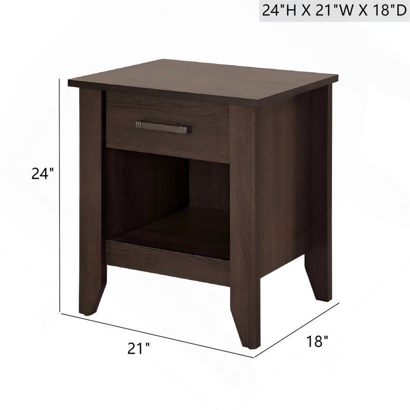Table de chevet élégante au fini wengé, Brun