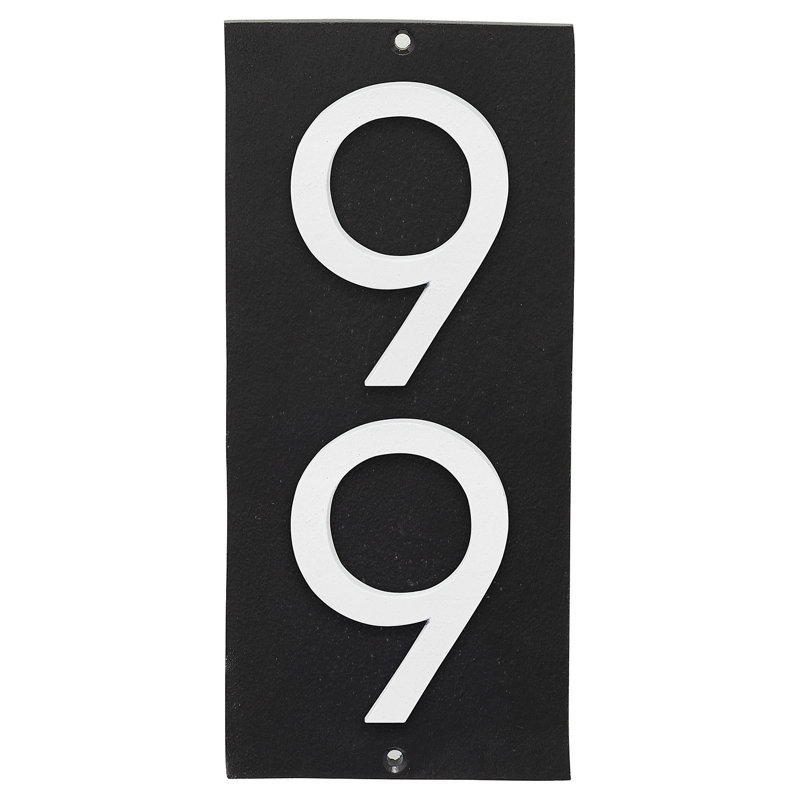 Plaque d’adresse murale sur 1 ligne flottante, Noir, Blanc, Oui