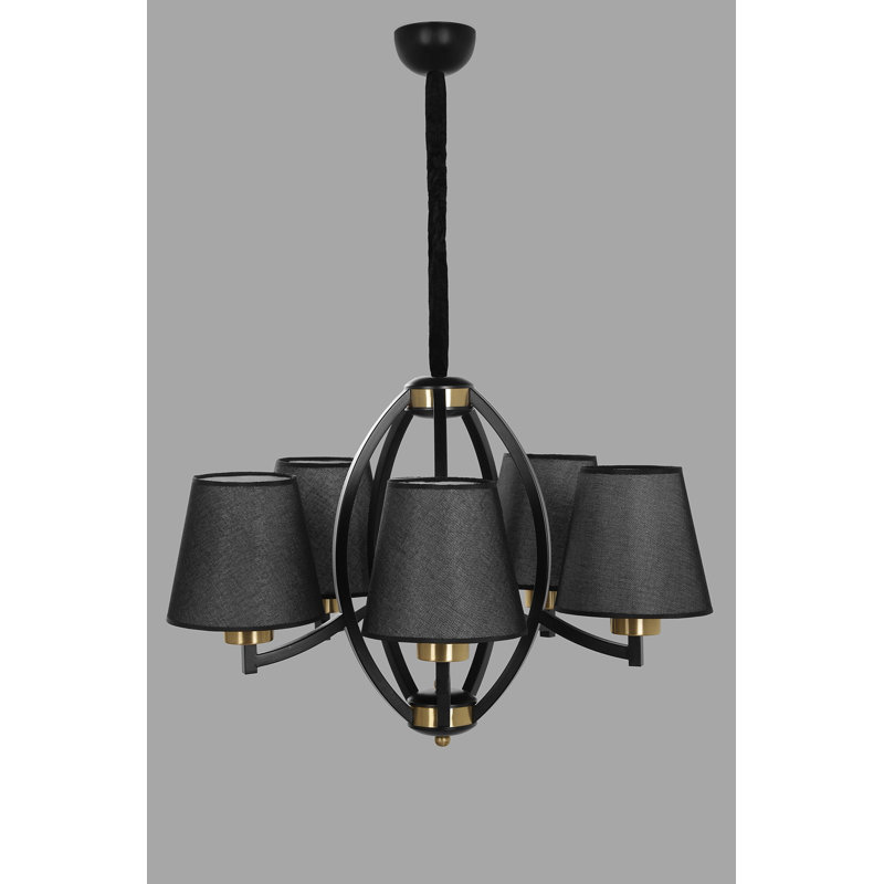 Lustre géométrique à 5 lumières Roark, Noir, Noir