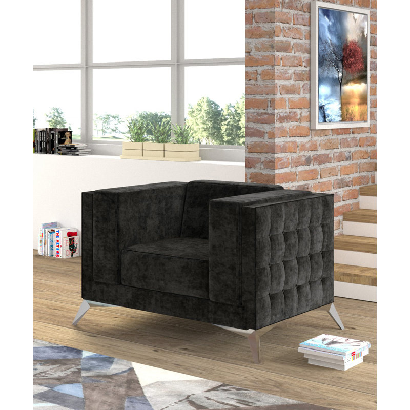 Magnus Upholstered Club Chair, Black