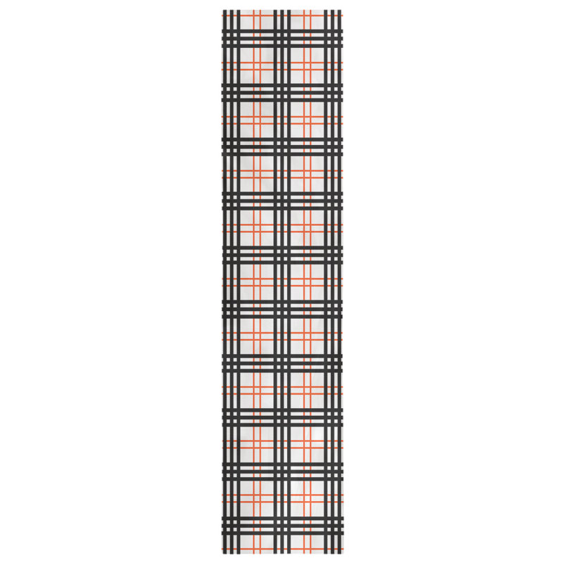 Paid Polyester Table Runner, 72" L x 16" W, White/Orange/Black