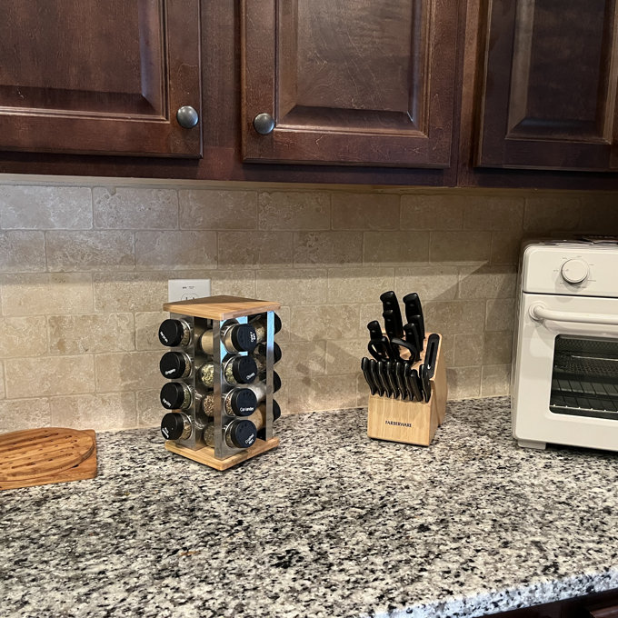 Farberware Edgekeeper 16-Piece Triple Rivet Stainless Steel Knife Block Set with Built-In Sharpener