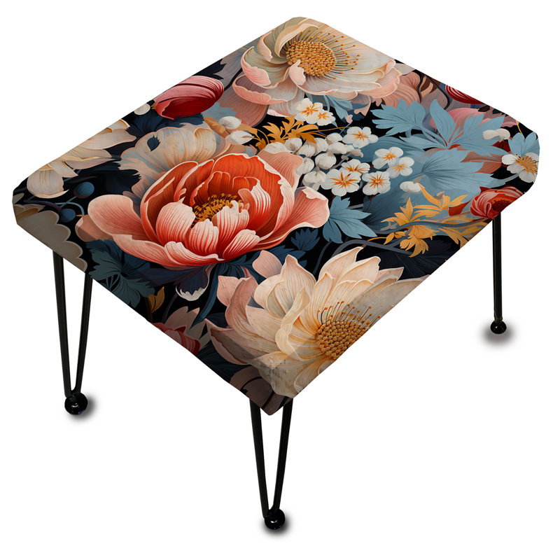 Multicolor Flowers On Blue Grace - Floral Rectangle Ottoman