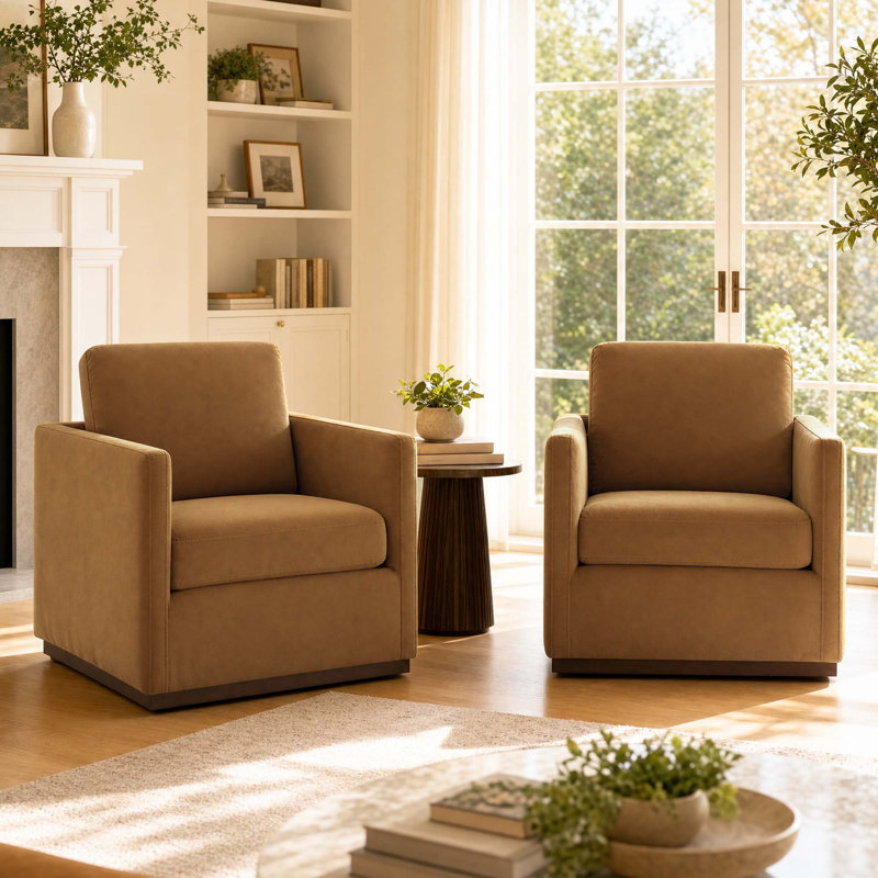 Ensemble de 2 fauteuils pivotants rembourrés Bobbi, Brown