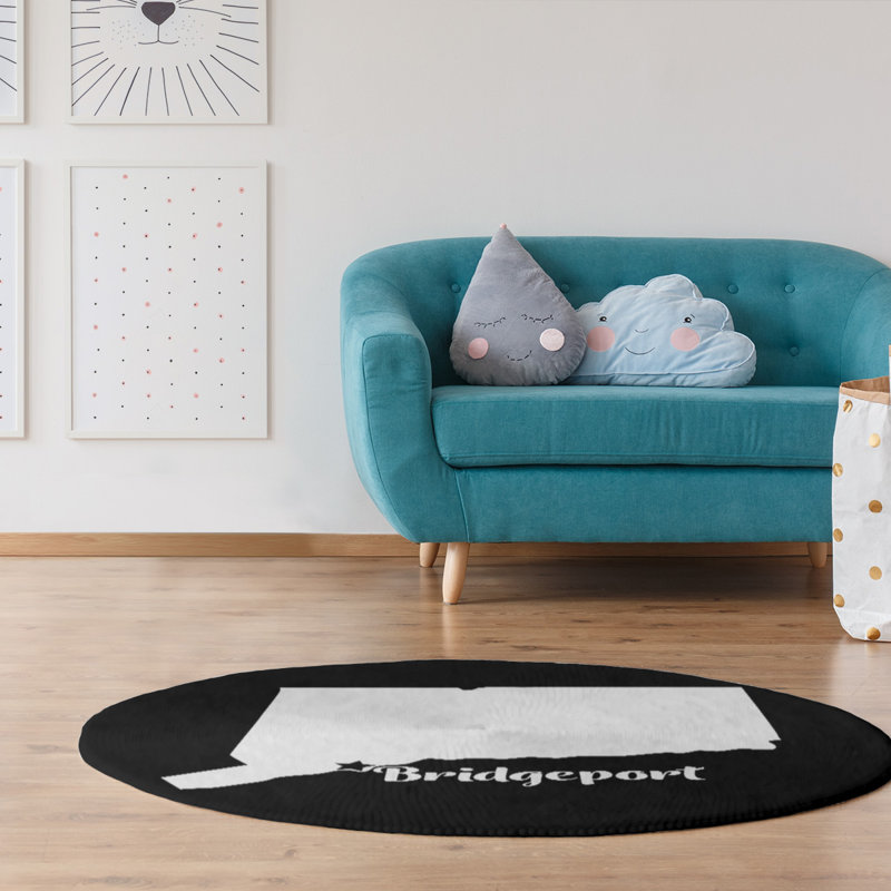 Tapis noir de connecticut en poly-chenille bridgeport, Rond 5 pi