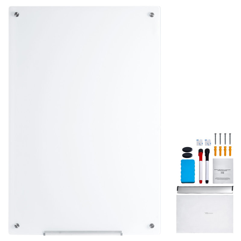 Tableau blanc magnétique en verre, 31,5 po x 47,24 po, Transparent