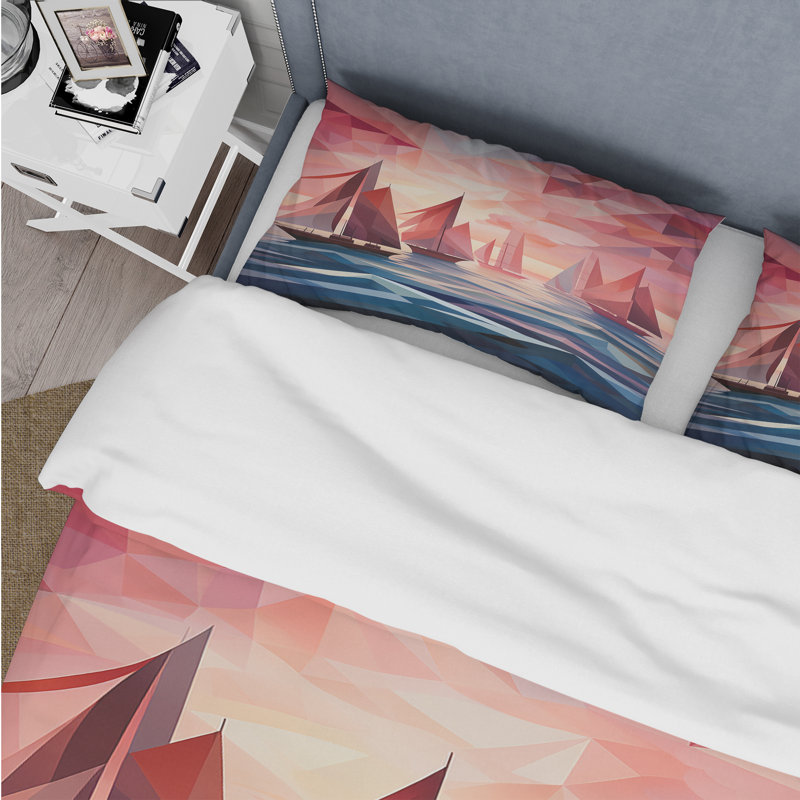 Ensemble de housse de couette Nautical Ship Twilight Sails II - Coastal Sunset