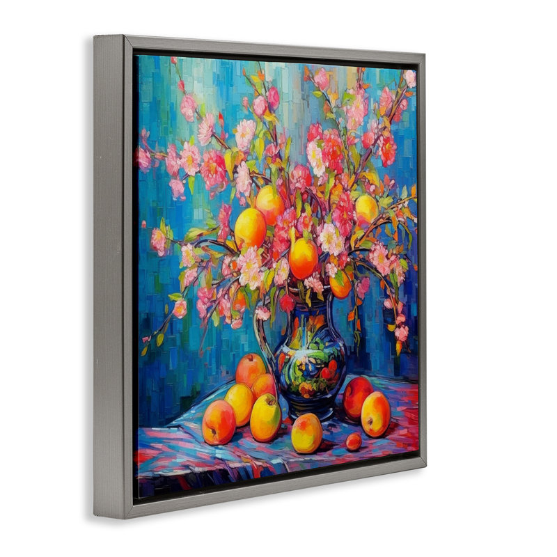  "Peach & Florals Bouquet", art mural sur toile flottante par LSR Design Studio, H 25 po x l 25 po