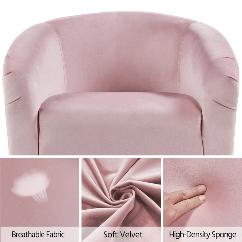 Robeson 28" Wide Velvet Barrel Chair, Pink Velvet
