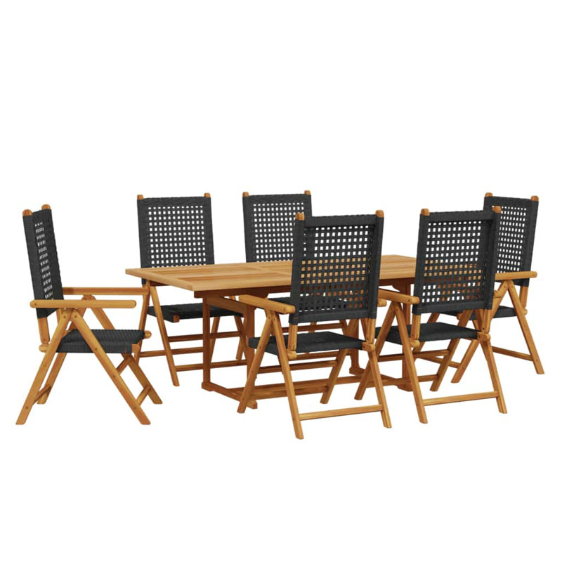6 - Person Patio Dining Set Extendable Rectangular Table, Black