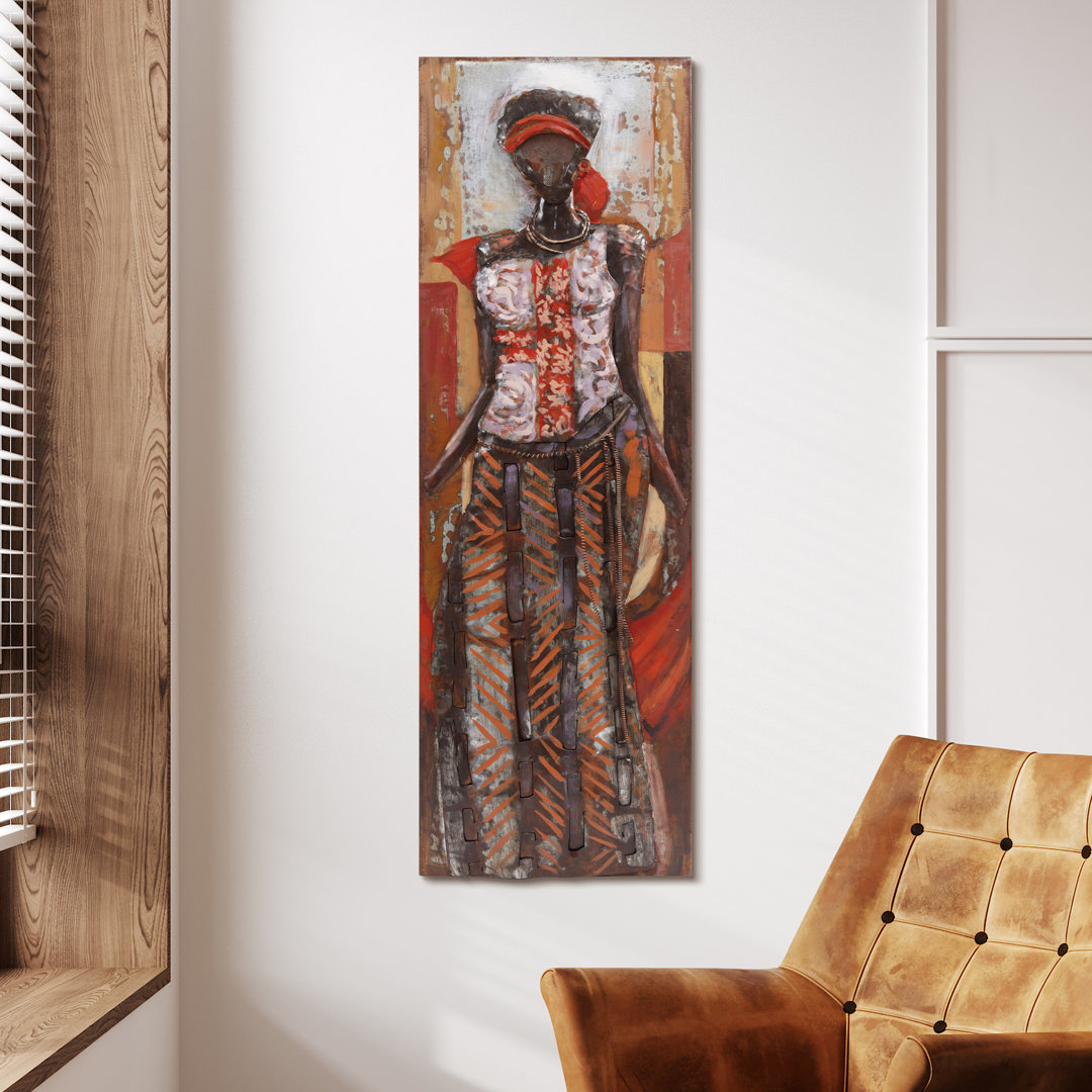 Handmade Traditional People Wall Decor on Metal Bungalow Rose