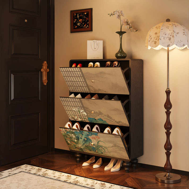 Rangement pour vestibule en bois massif Vintage, Black