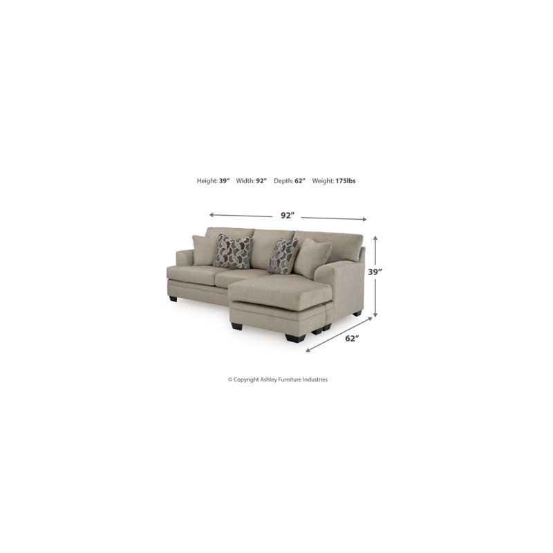 Helen Sofa Chaise, Stonemeade Gray Chenille