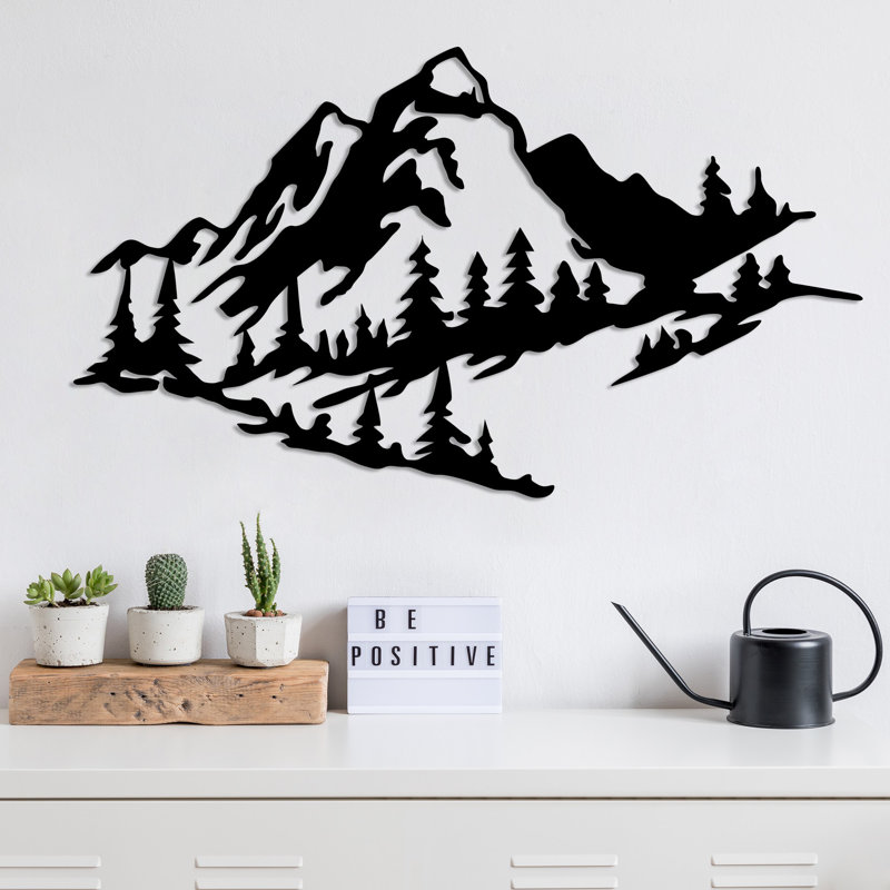 Decorative Metal Wall Accessory, Black Finish, 15.7 x 27.6 inches | 100% Metal Construction, Thickness: 0.06 inches | Easy Wall Mounting, Stylish Home Décor for Living Room, Office, and Entryways