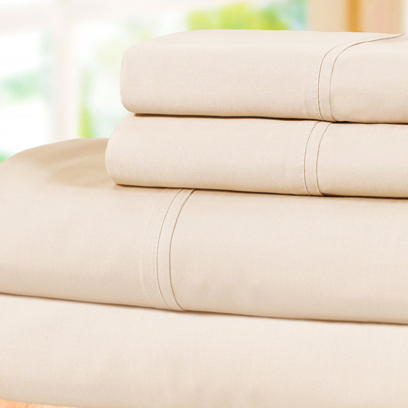 Percale Cotton Woven 300 Thread Count Sheet Set, Ivory, King Sheet Set + 1 Fitted Sheet + 2 Pillowcases