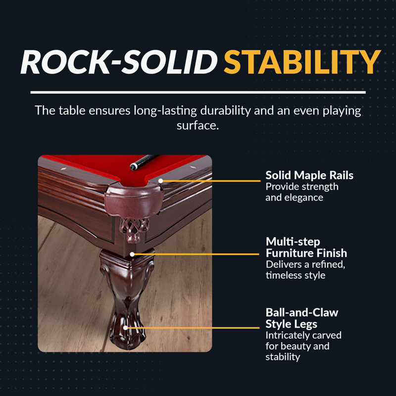 Augusta 8-Foot Mahogany Pool Table with Red Felt