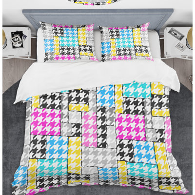 Ensemble de housse de couette hounds-tooth ii mid-century classic